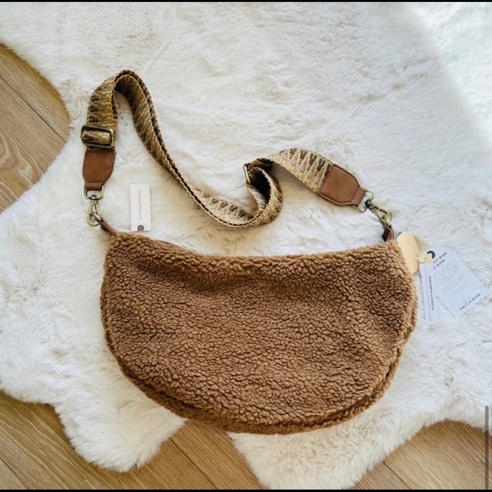 Anthropologie Solstice Cozy Sherpa Crossbody Bag